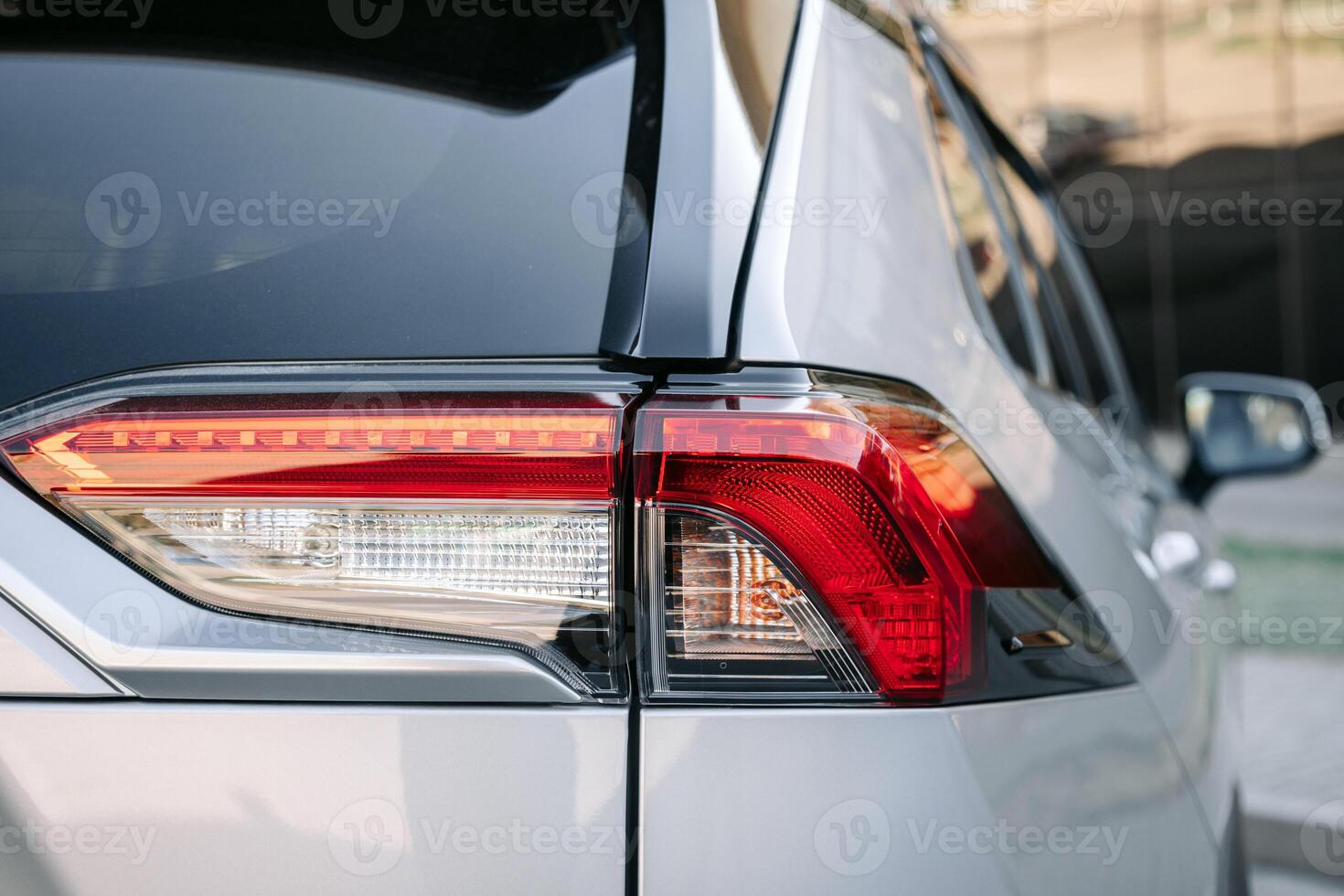 Close-up of a modern car headlight. photo