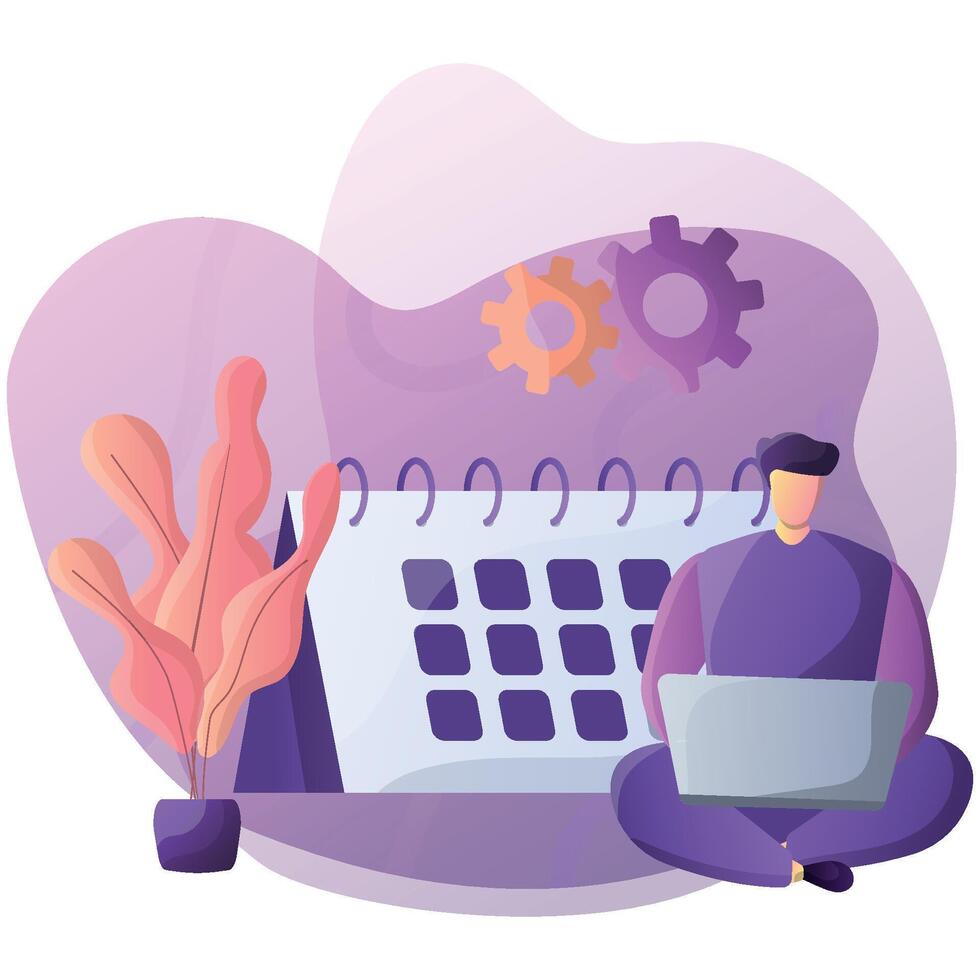 Workspace illustration with calendar and laptop vector