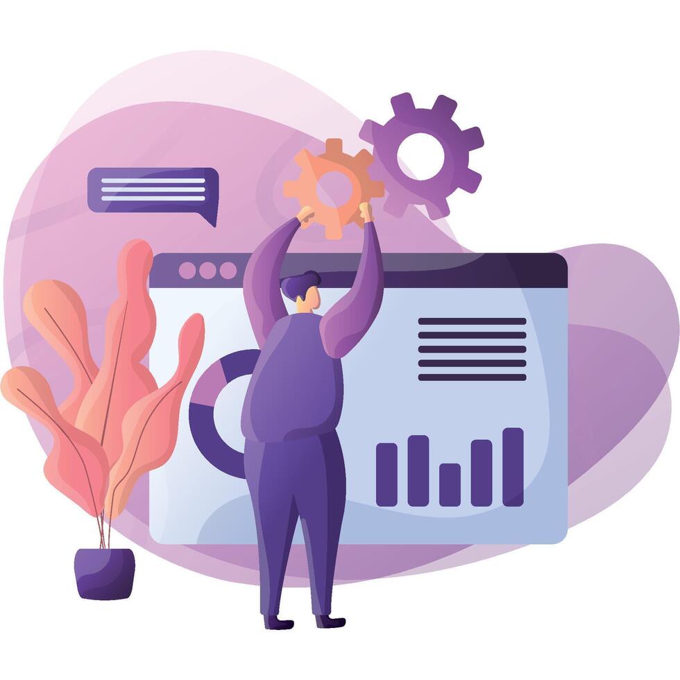 Person adjusting website settings vector