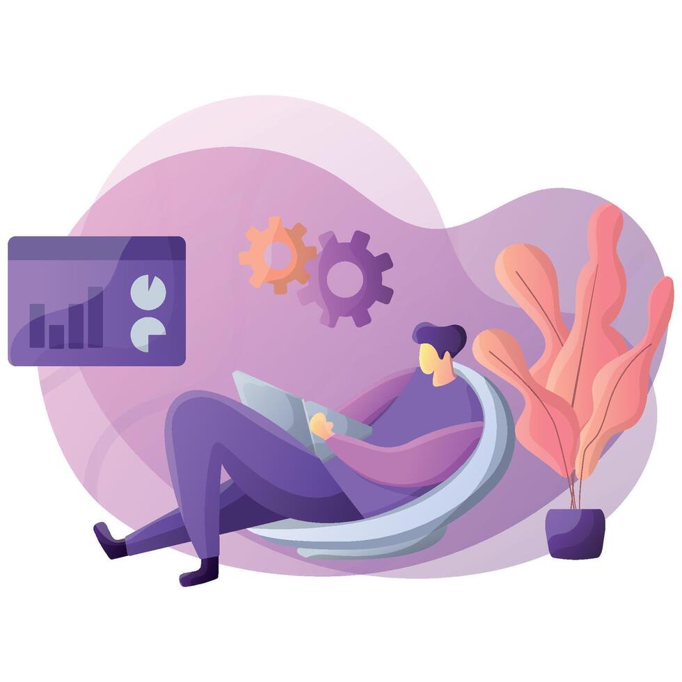 Person working with data on a laptop vector