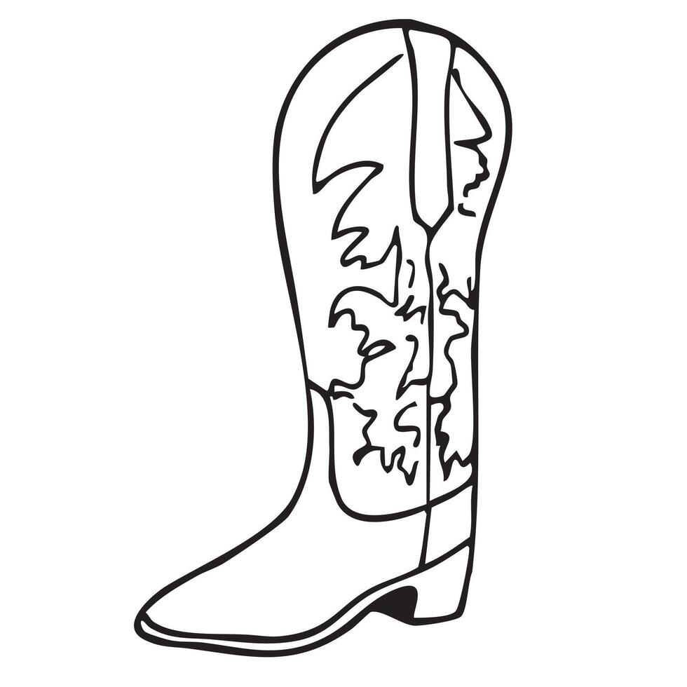 Hand drawn western doodles of cowboy boots vector