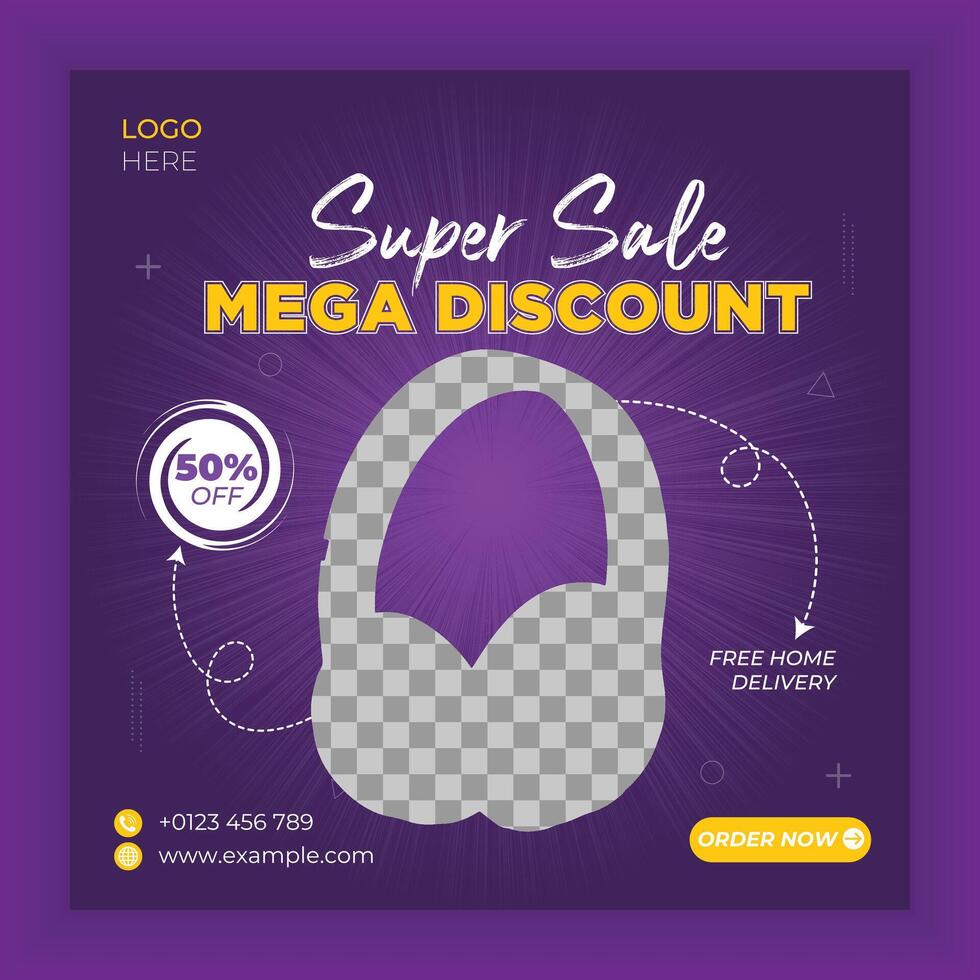 Super sale mega discount earphones social media post vector