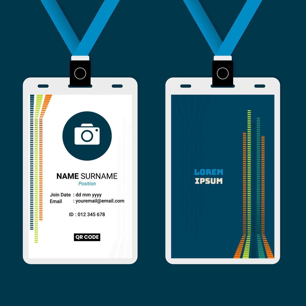 Modern ID badge with QR code vector