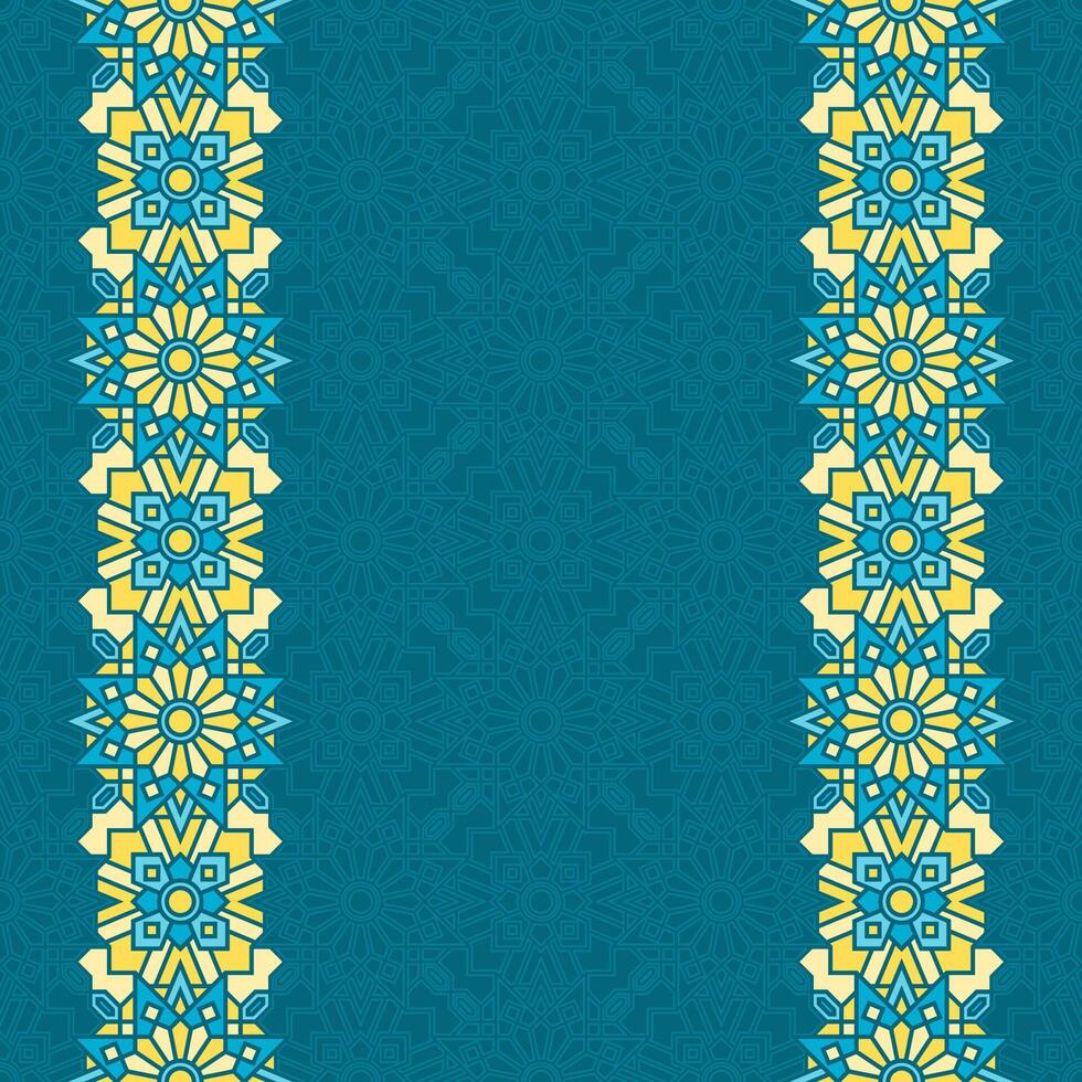 Geometric floral pattern in blue and yellow vector