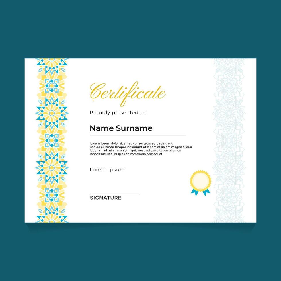 Certificate template with decorative border vector