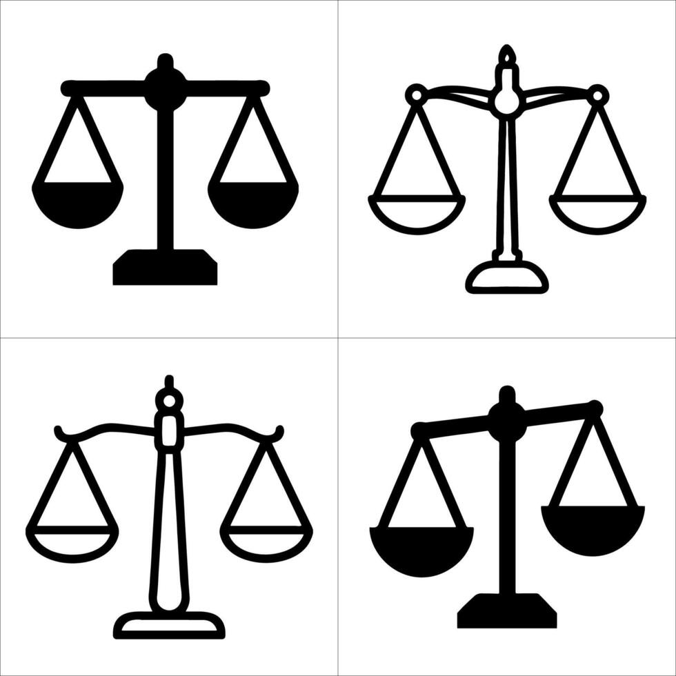 Scales of justice icons isolated on white background vector