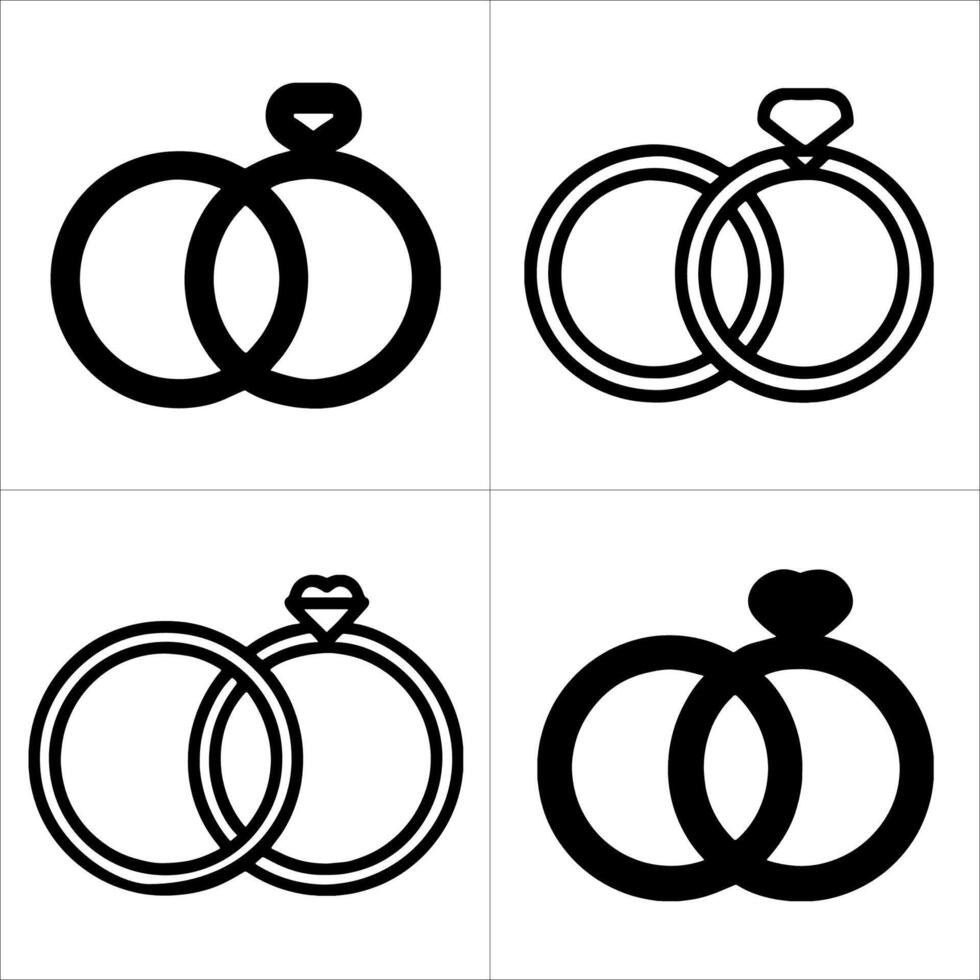 Wedding rings icons isolated on white background vector