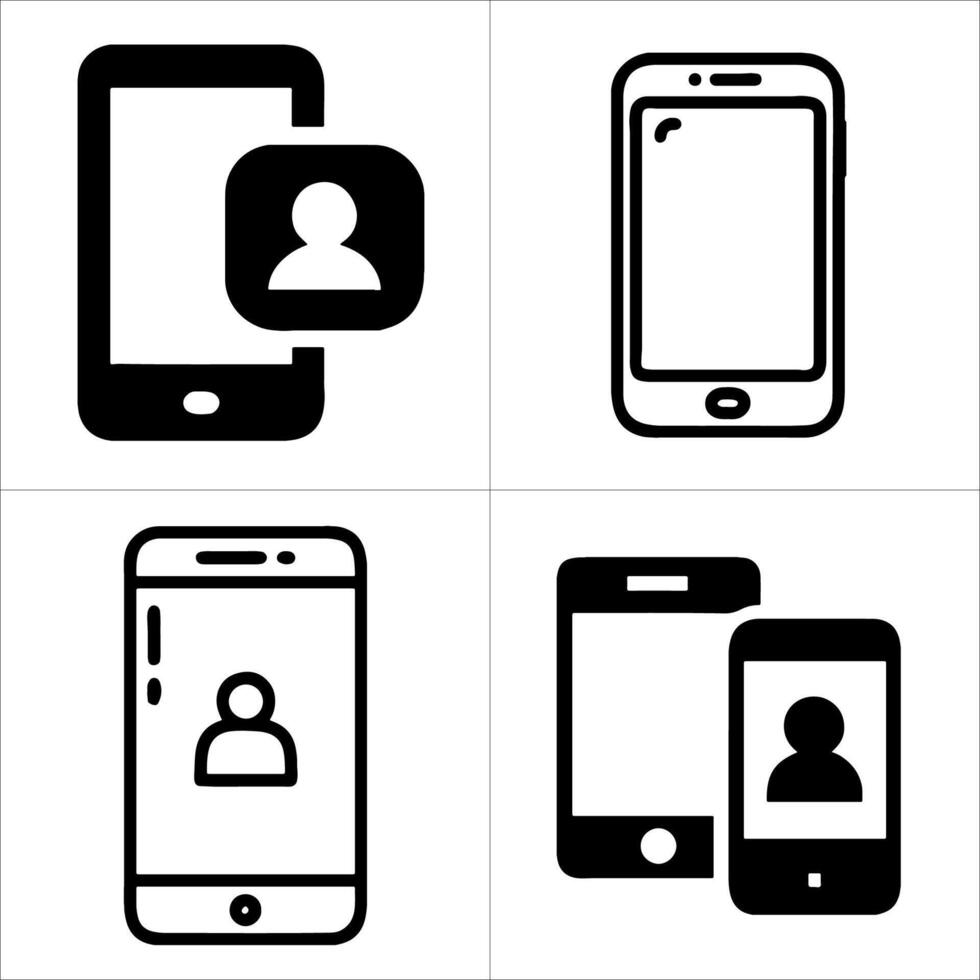 Four different phone icons isolated on white background vector