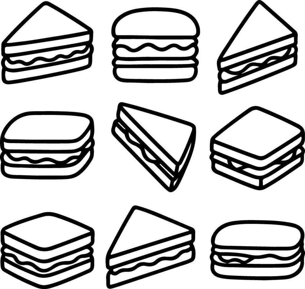 Delicious Sandwich Illustrations A Collection of Cute Sandwich Drawings vector