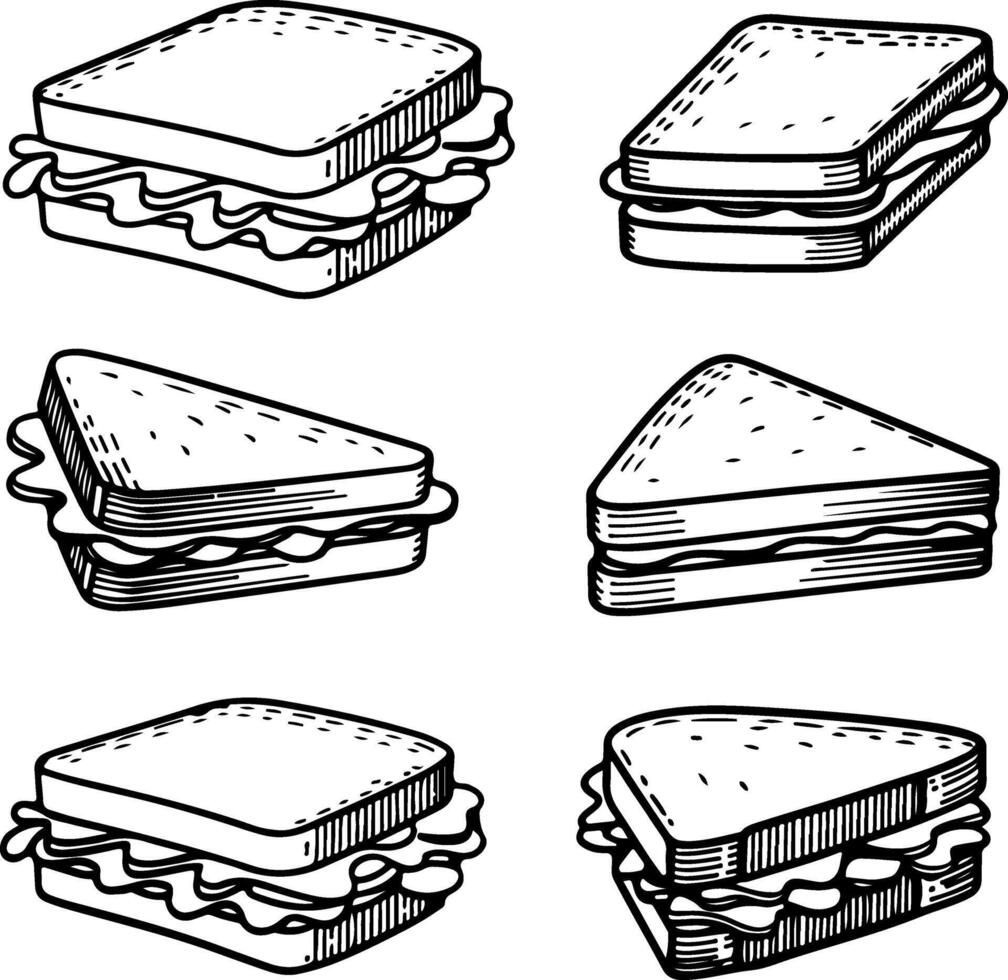 Delicious Sandwich Illustrations Six Unique Designs for Your Culinary Projects vector
