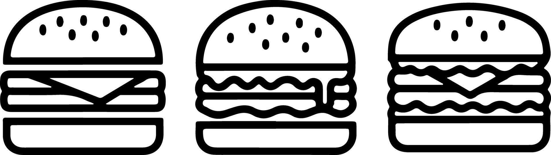 Delicious Burger Icons A Set of Yummy Fast Food Graphics vector
