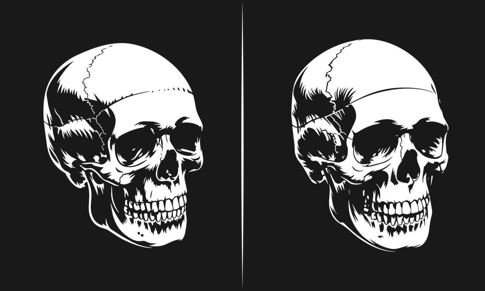 Intricate Black and White Sugar Skull Illustrations with Floral and Cross Designs for Tattoo and Artistic vector