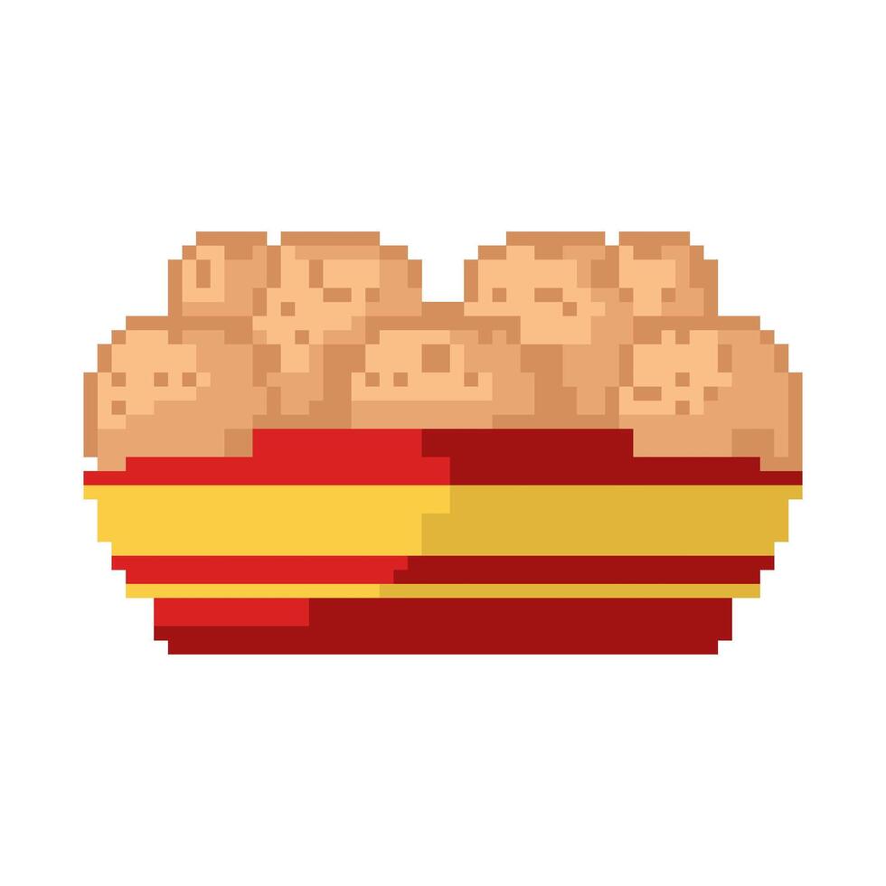 Flat design pixel art box of chicken nugget illustration vector