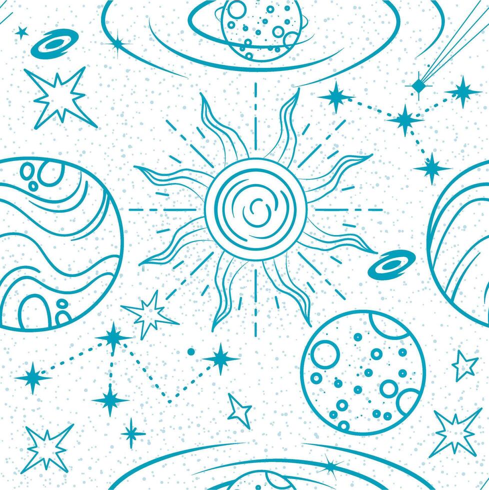 seamless pattern with planets and sun vector