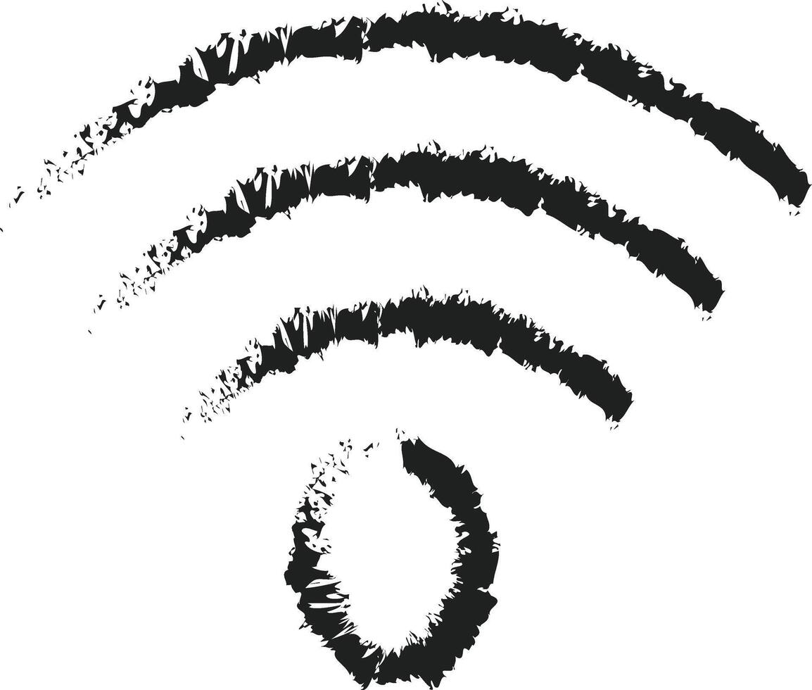 a wifi symbol drawn in black ink on a white background vector