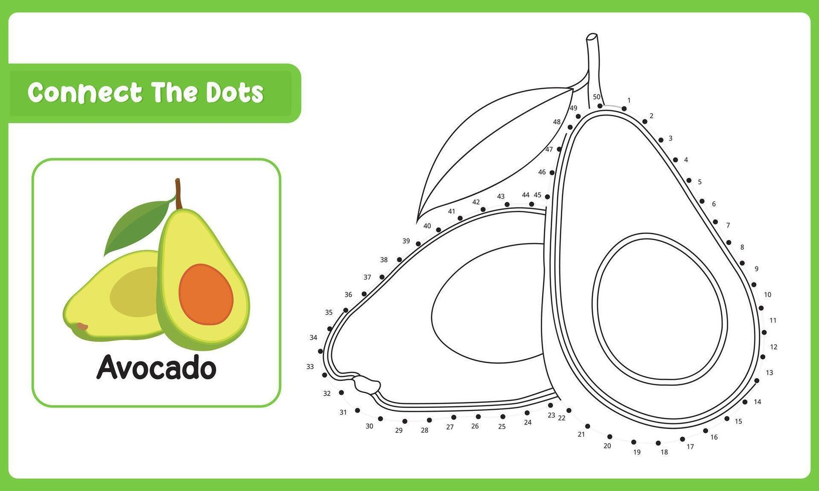 Connect The Dot Avocado Food. Dot To Dot Educational Game. Illustration Vecteezy vector