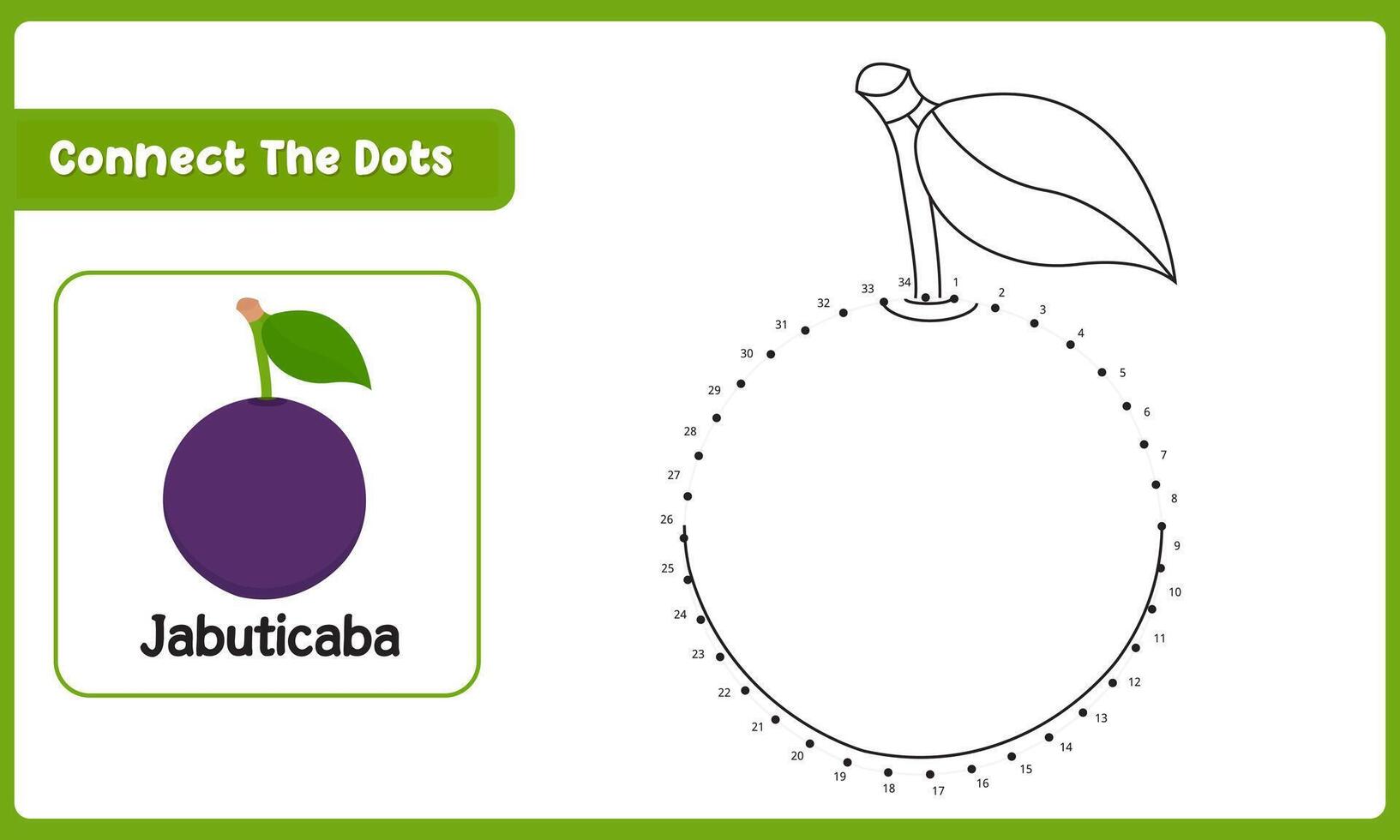Connect The Dot Jabuticaba. Dot To Dot Educational Game. Illustration Vecteezy vector