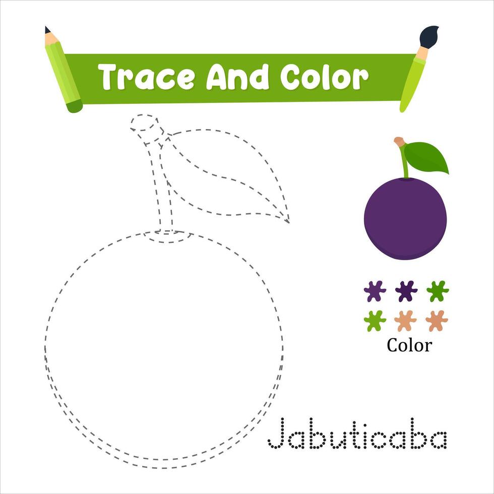 Handwriting Practice. Trace And Color The Jabuticaba Which Is Perfect. Illustration Vecteezy vector