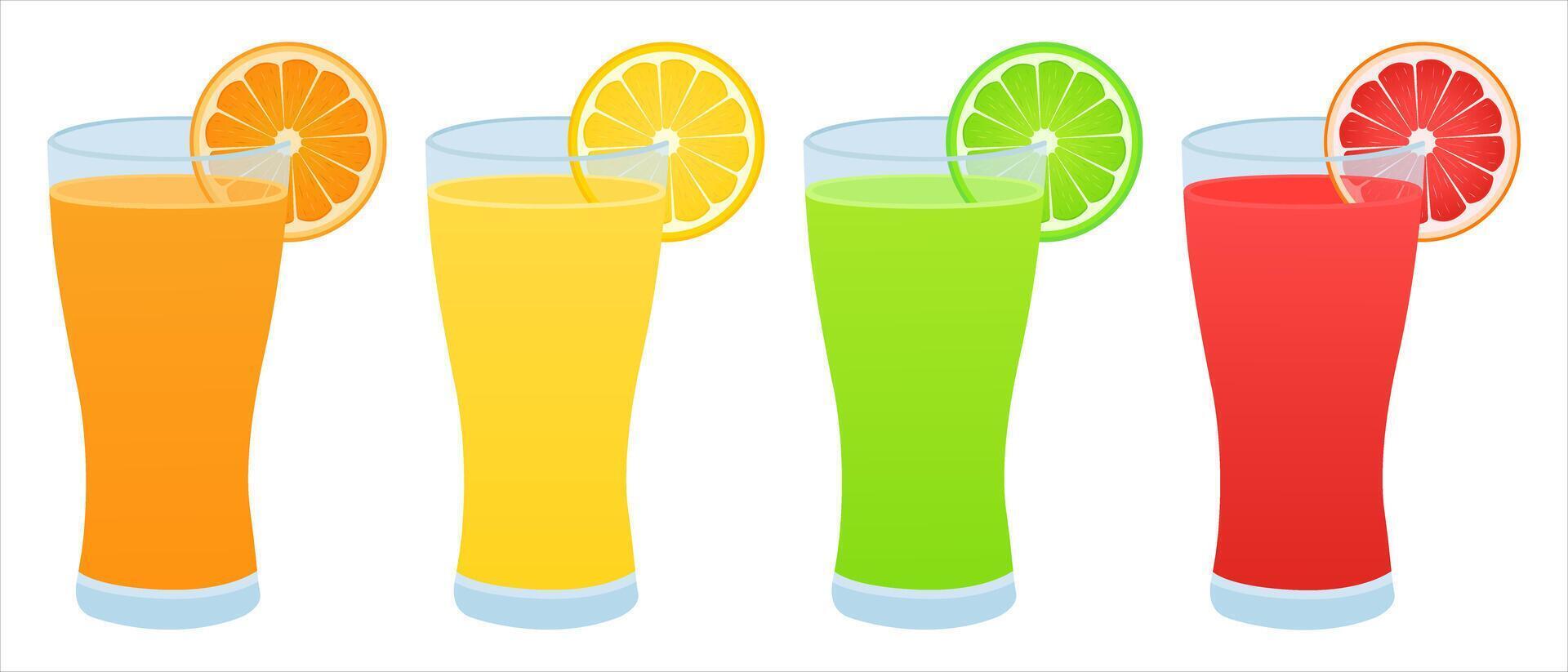 Different Tastes Fresh Fruits Juice Design. Food Lemon, Lime, Grapefruit, Orange. High-Quality Illustration Vecteezy vector
