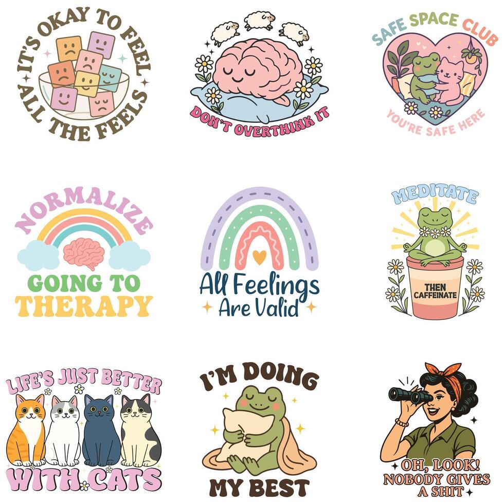 Illustrations of mental health affirmations vector