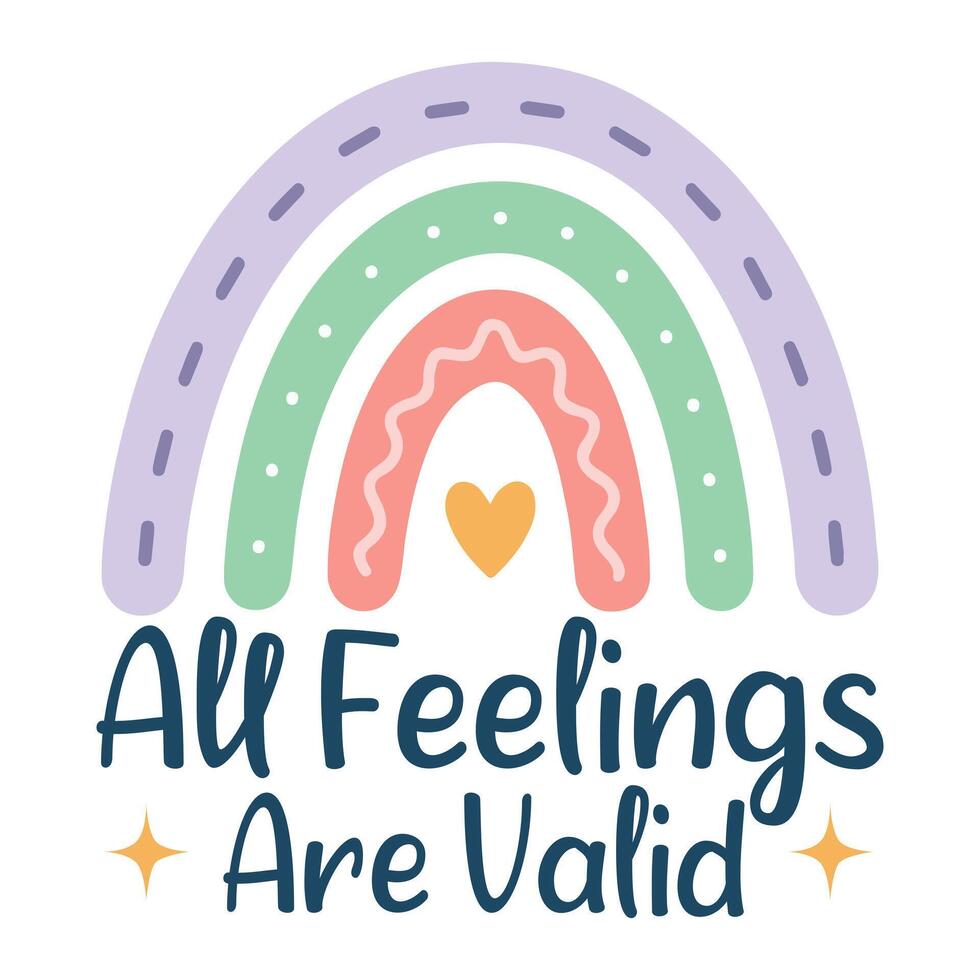 All Feelings Are Valid - Mental Health Matters T-shirt , Positive sayings, Cute Mental Health Awareness illustration, Self Care design sublimation vector