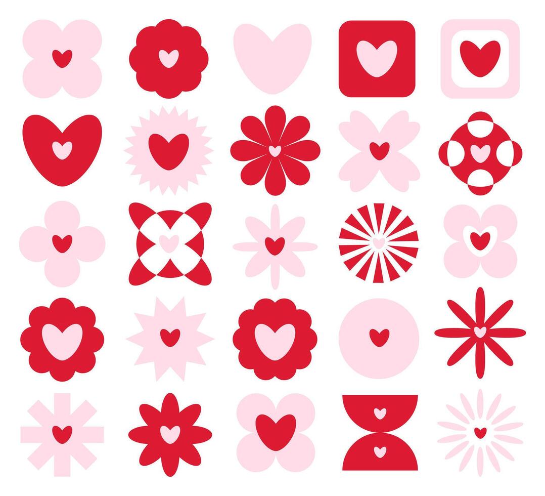 Collection of Cute Heart and Flower Shapes for Valentine's Day vector