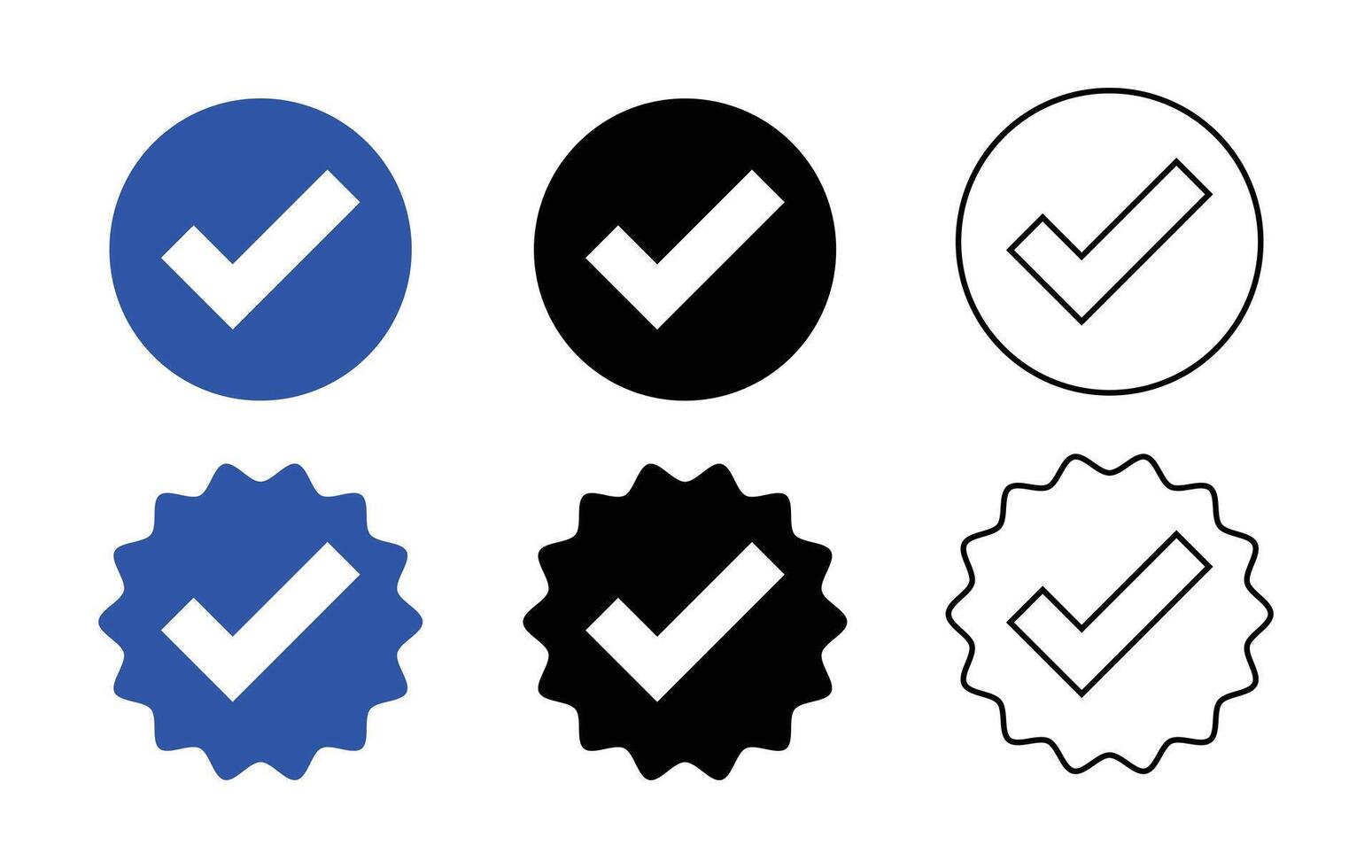 Verified checkmark icon set illustration, Verified icon sheet, icons, simple shapes vector