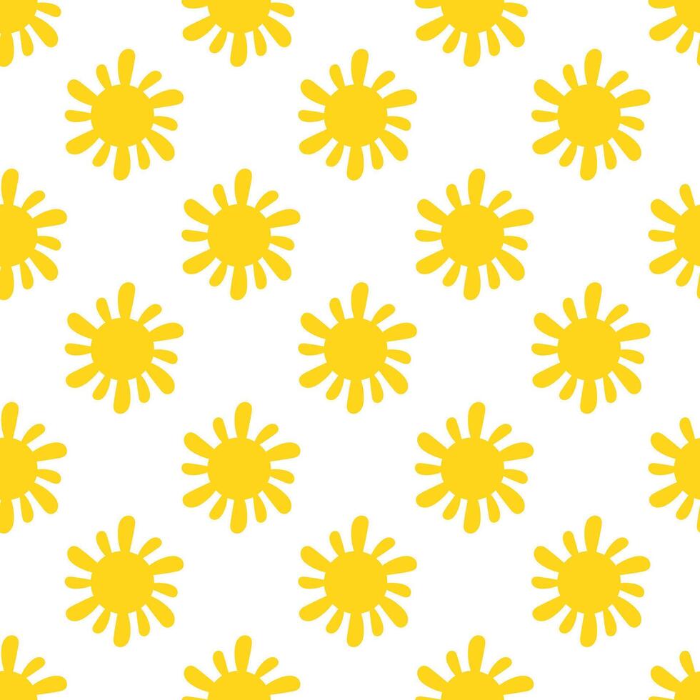 Seamless Pattern with Yellow Sun. flat illustration. vector