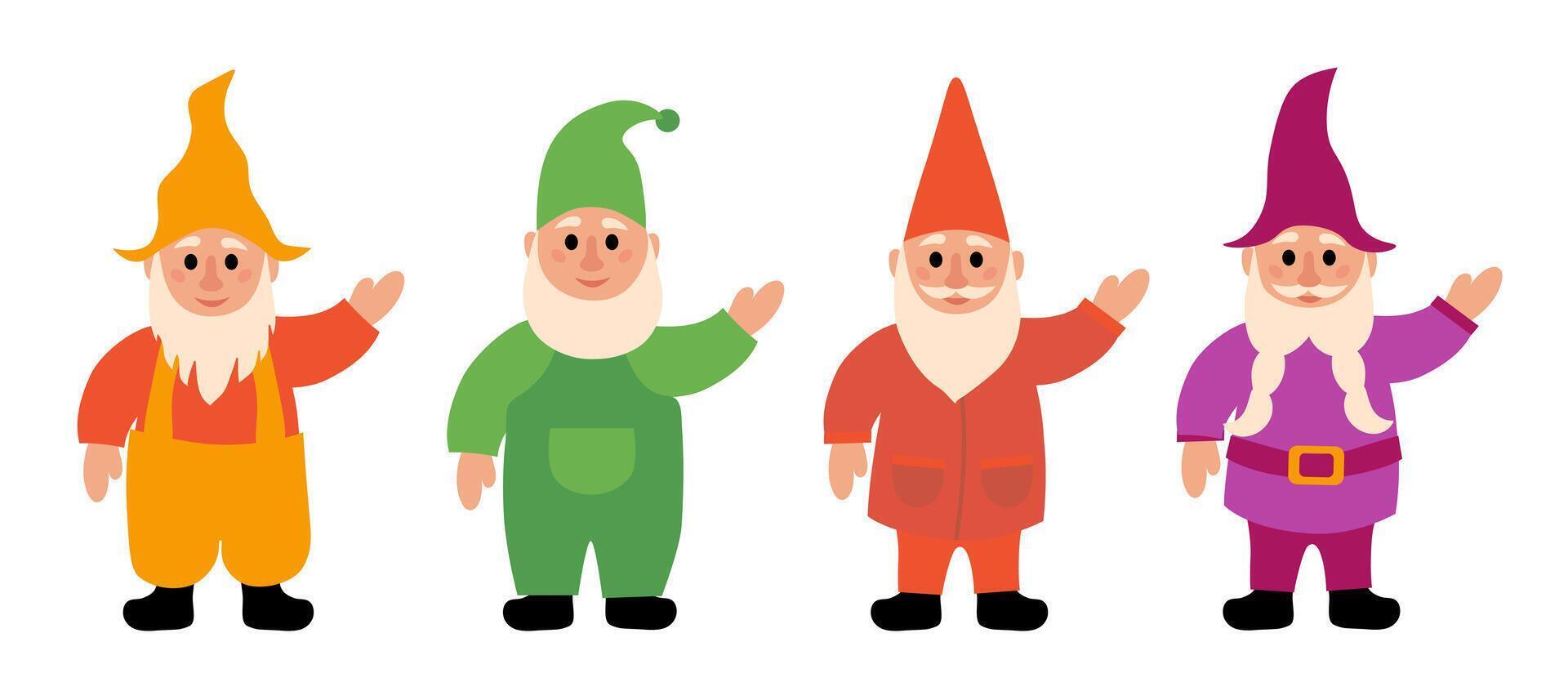 Set of Garden Gnomes. vector