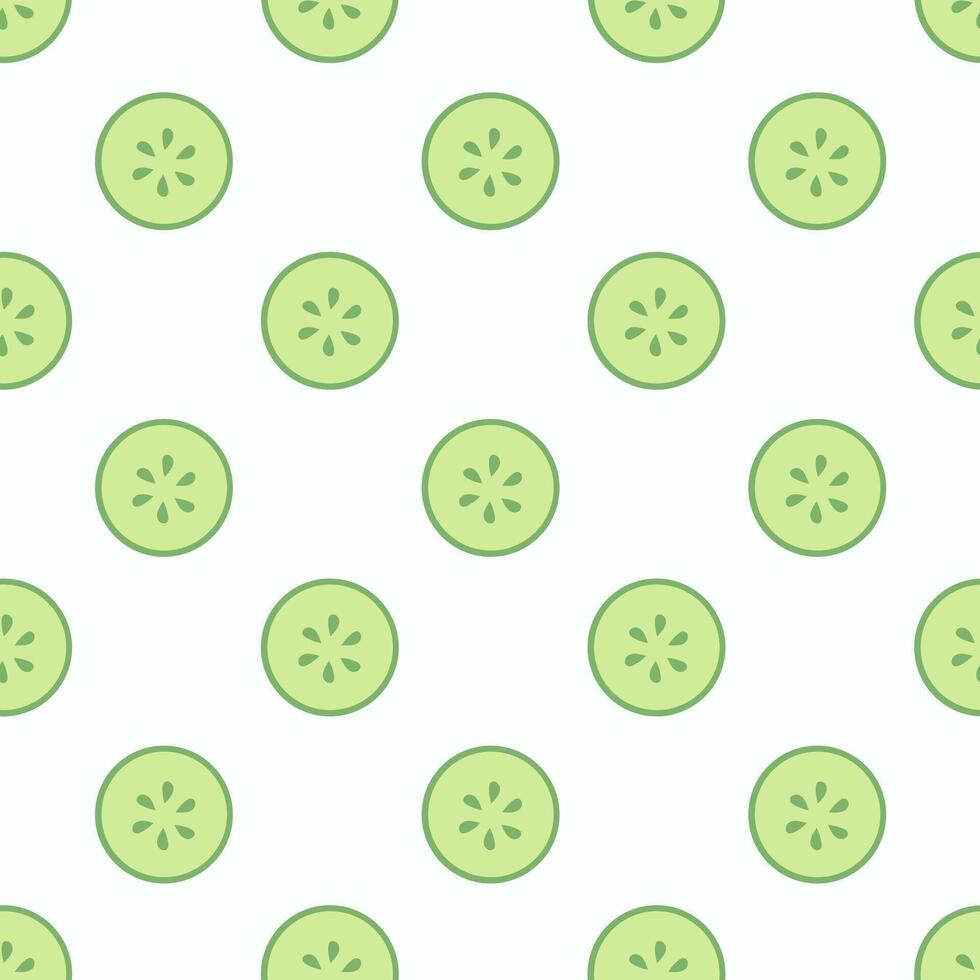 Seamless pattern with cucumber slices. Summer vegetable wallpaper. flat illustration. vector