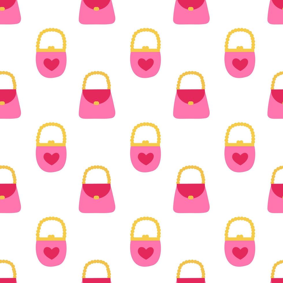 Seamless pattern with Princess Pink Bag. vector