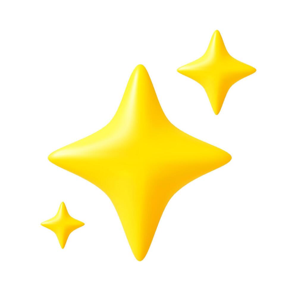 3d Shiny yellow sparkle icons. vector