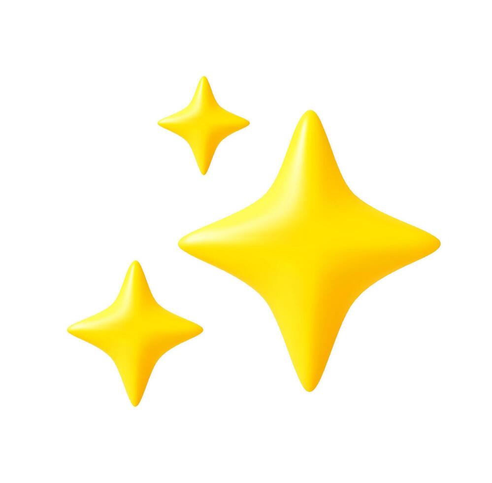 3d Shiny yellow sparkle icons vector