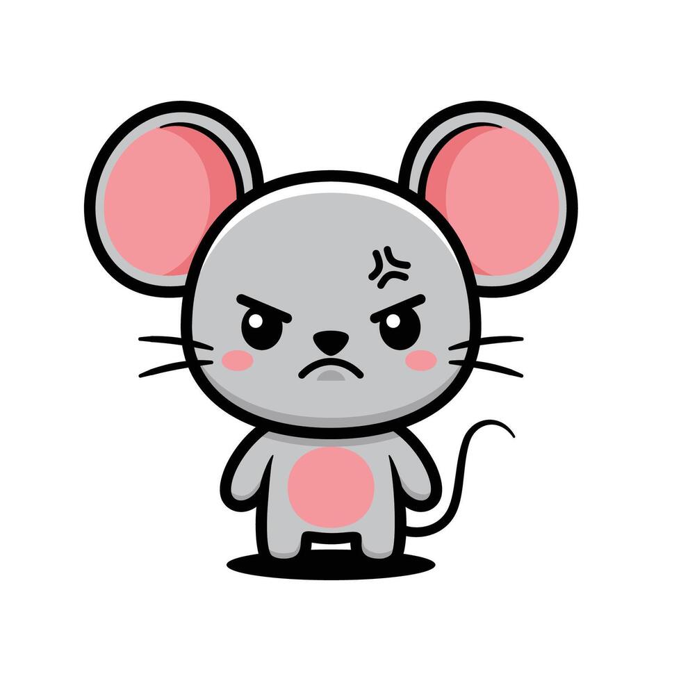 grumpy cartoon mouse character vector