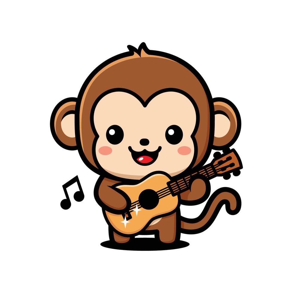 Cartoon monkey playing guitar vector