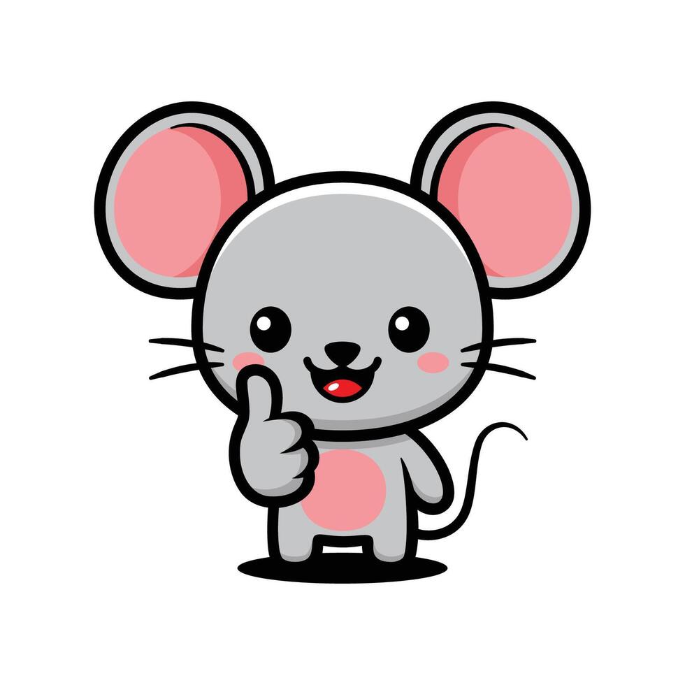 Cute Mouse Cartoon Character Making Thumb Up Okay Hand Sign vector