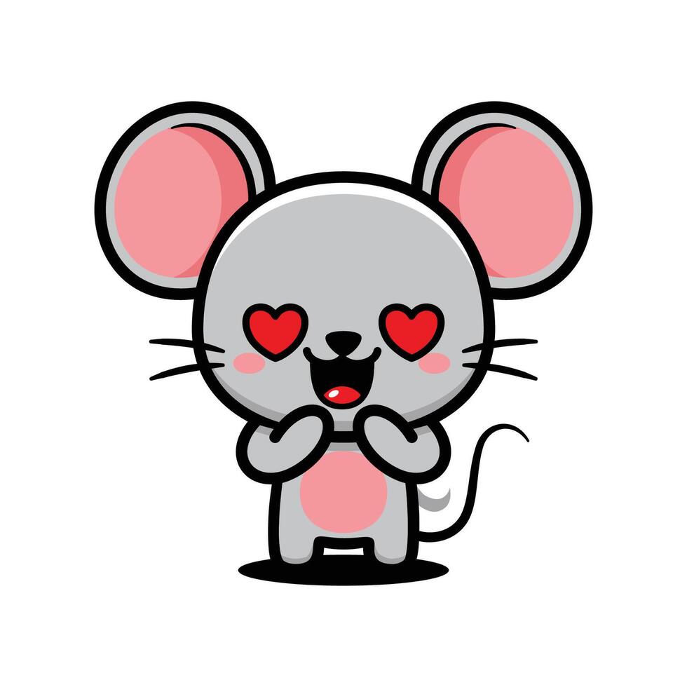 Cute Mouse Cartoon Character Feeling In Love vector