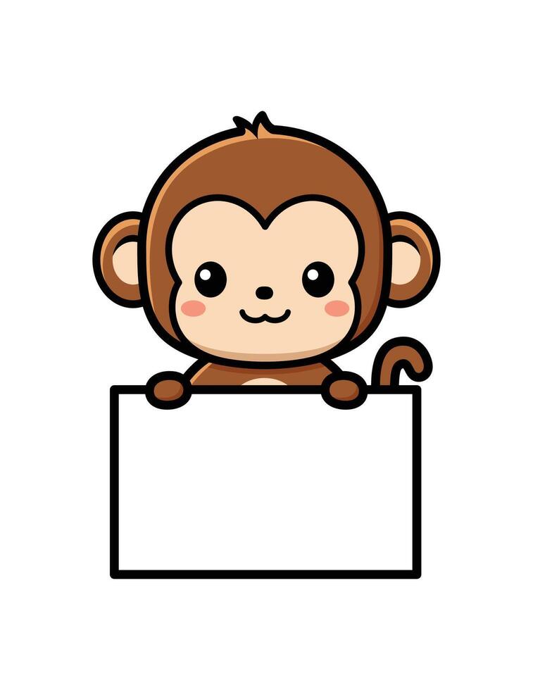 Cartoon monkey with blank sign vector