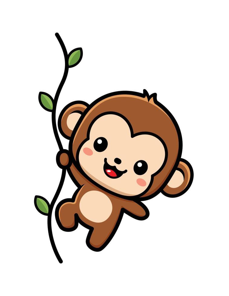 Cute Monkey Cartoon Character Hanging vector