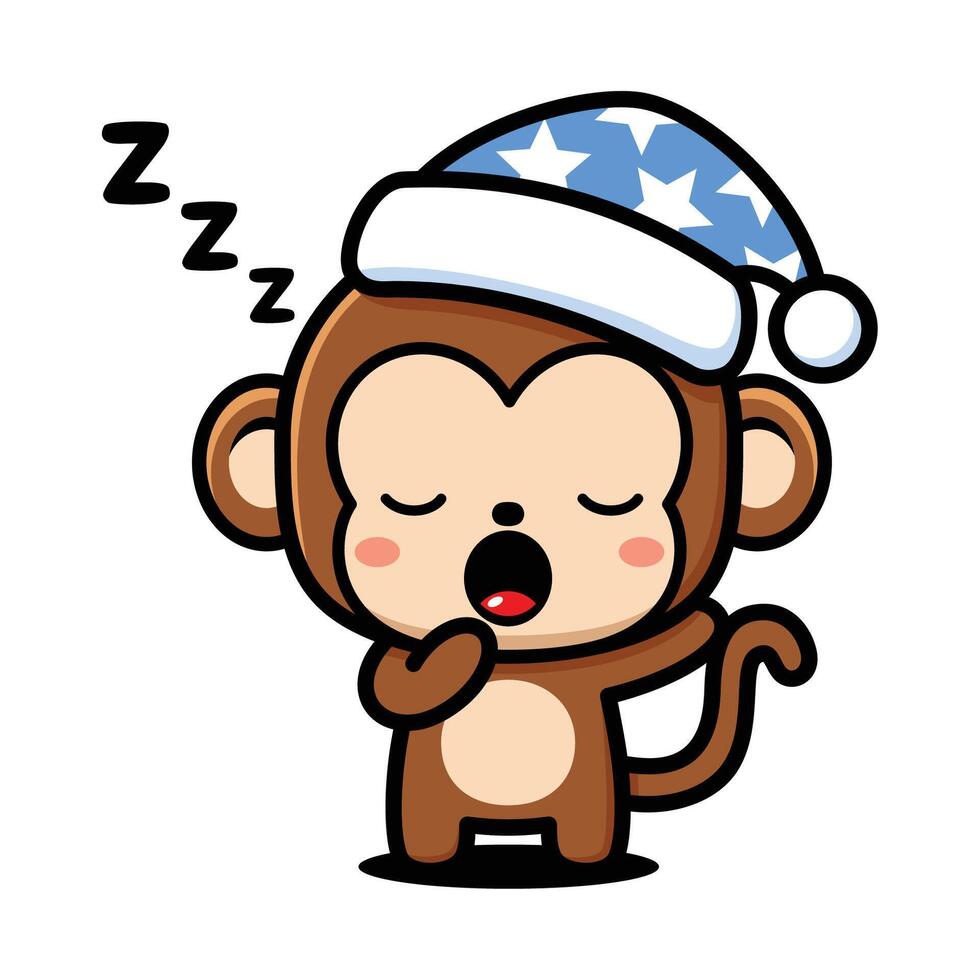 Cute Monkey Cartoon Character Yawning vector