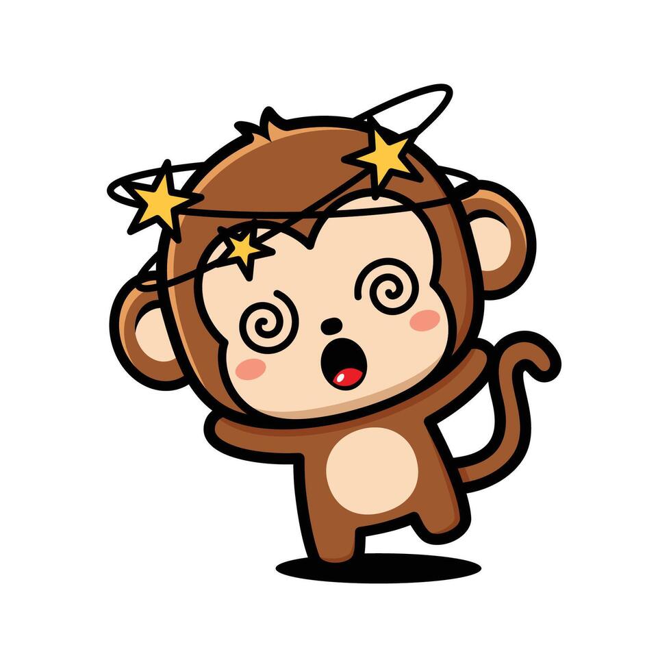 Cute Dizzy Monkey Cartoon Character vector