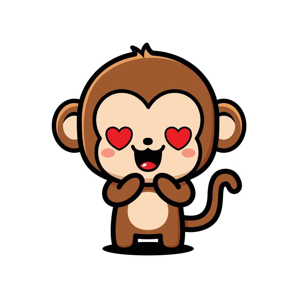 Cute Monkey Cartoon Character Amazed vector