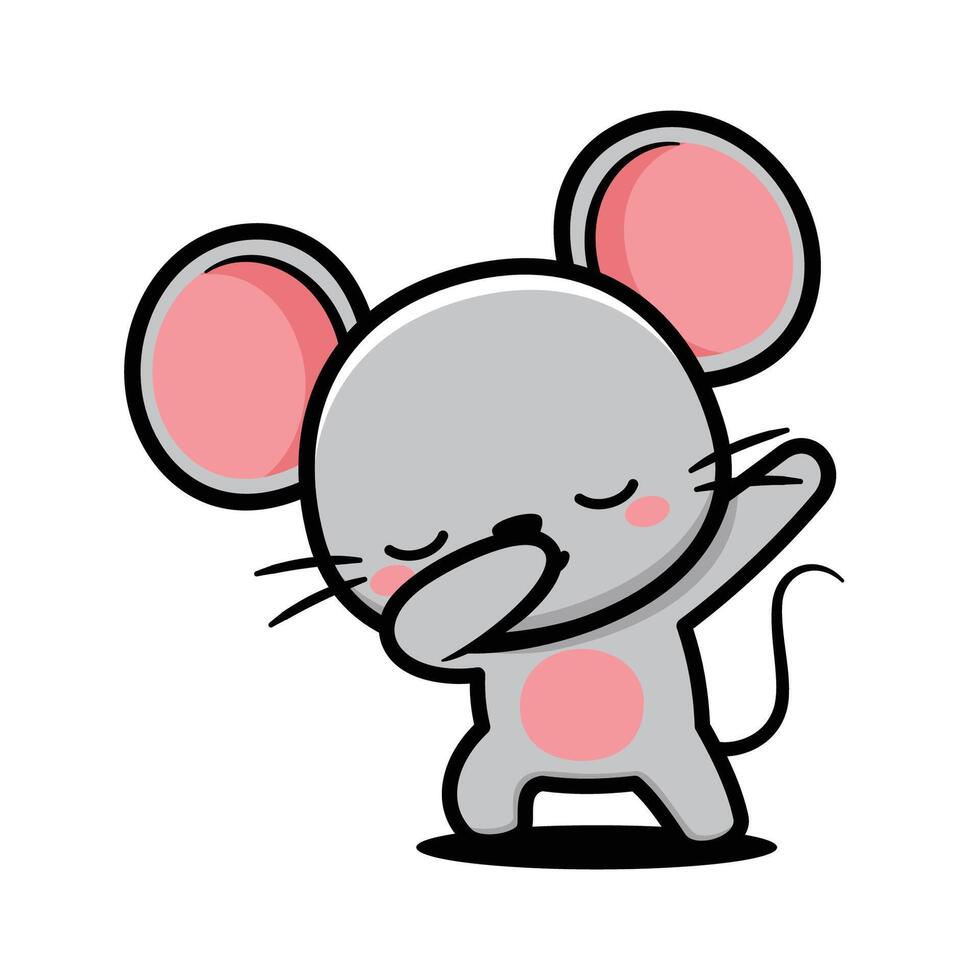Cute Mouse Cartoon Character Doing Dabbing Pose vector