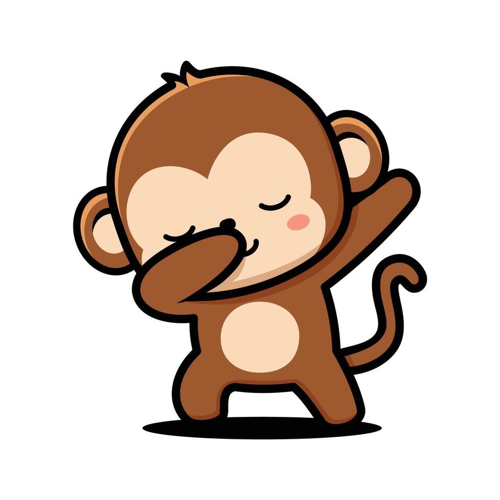 Cute Monkey Cartoon Character Dabbing vector