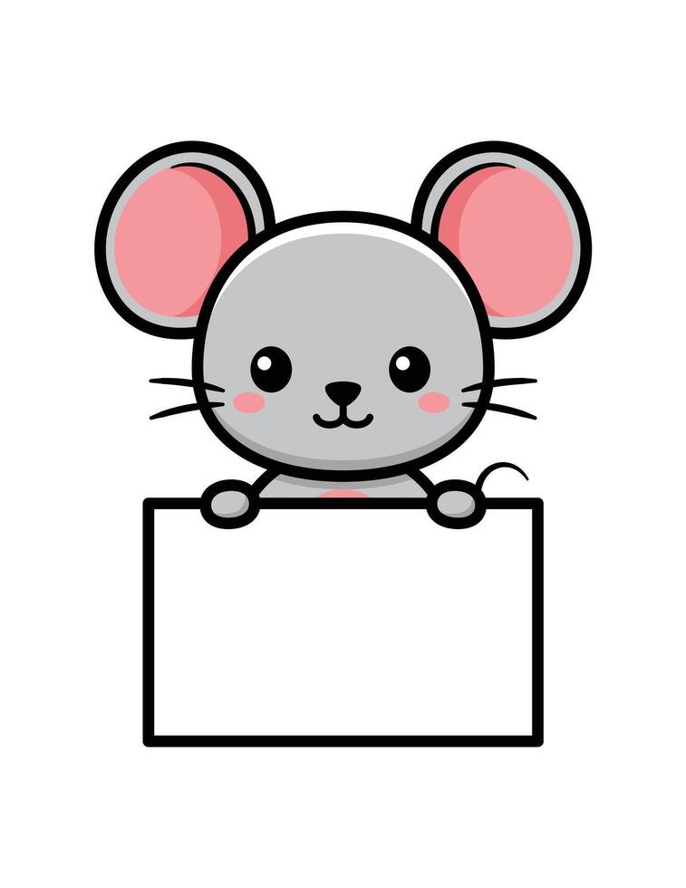 Cute Mouse Cartoon Character On A White Board vector