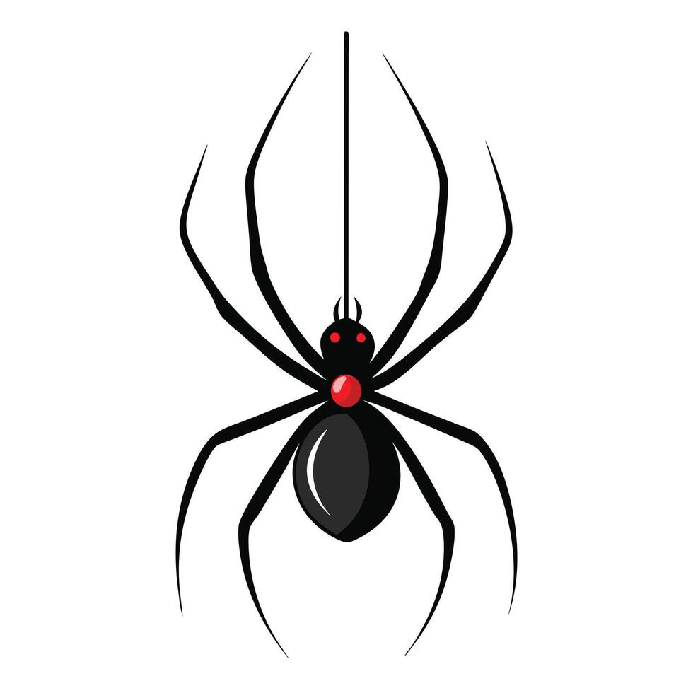 Creepy black widow spider on a web, an isolated arachnid of nature, perfect for a scary Halloween vector