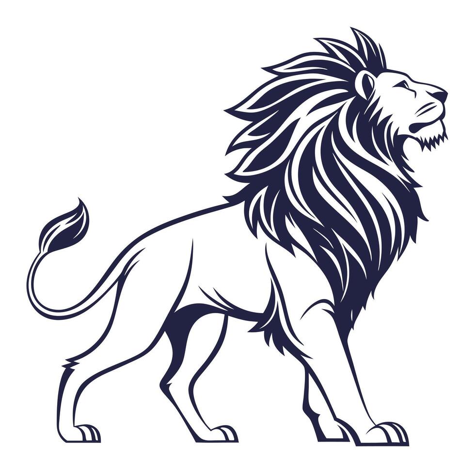male lion majestic-mane--side profile vector