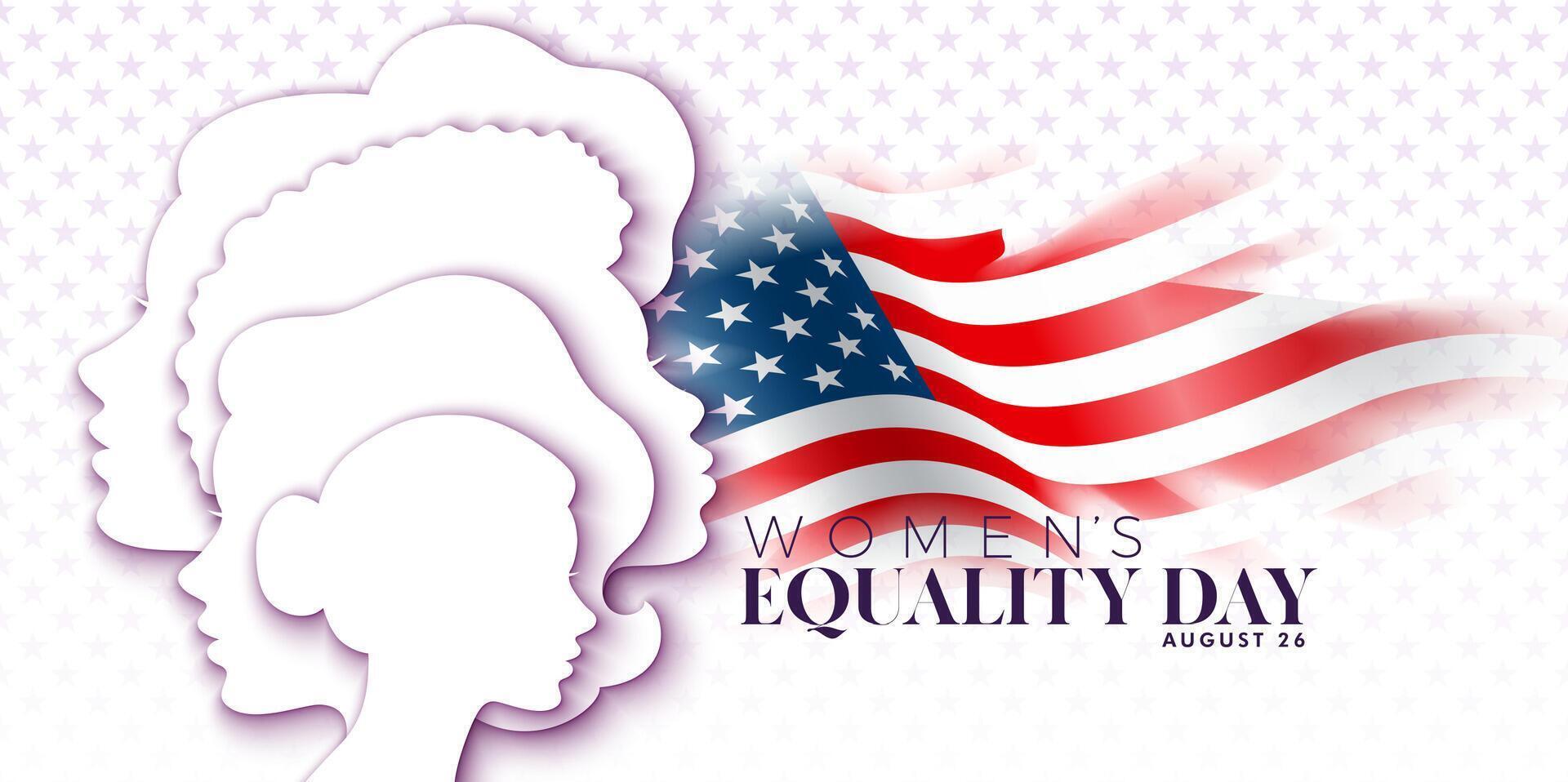 Women's Equality Day Design. August 26 National Female Holiday in United States. USA Celebration Template with Woman Face Silhouette on Clean Background for Flyer, Greeting Card, Web Banner vector
