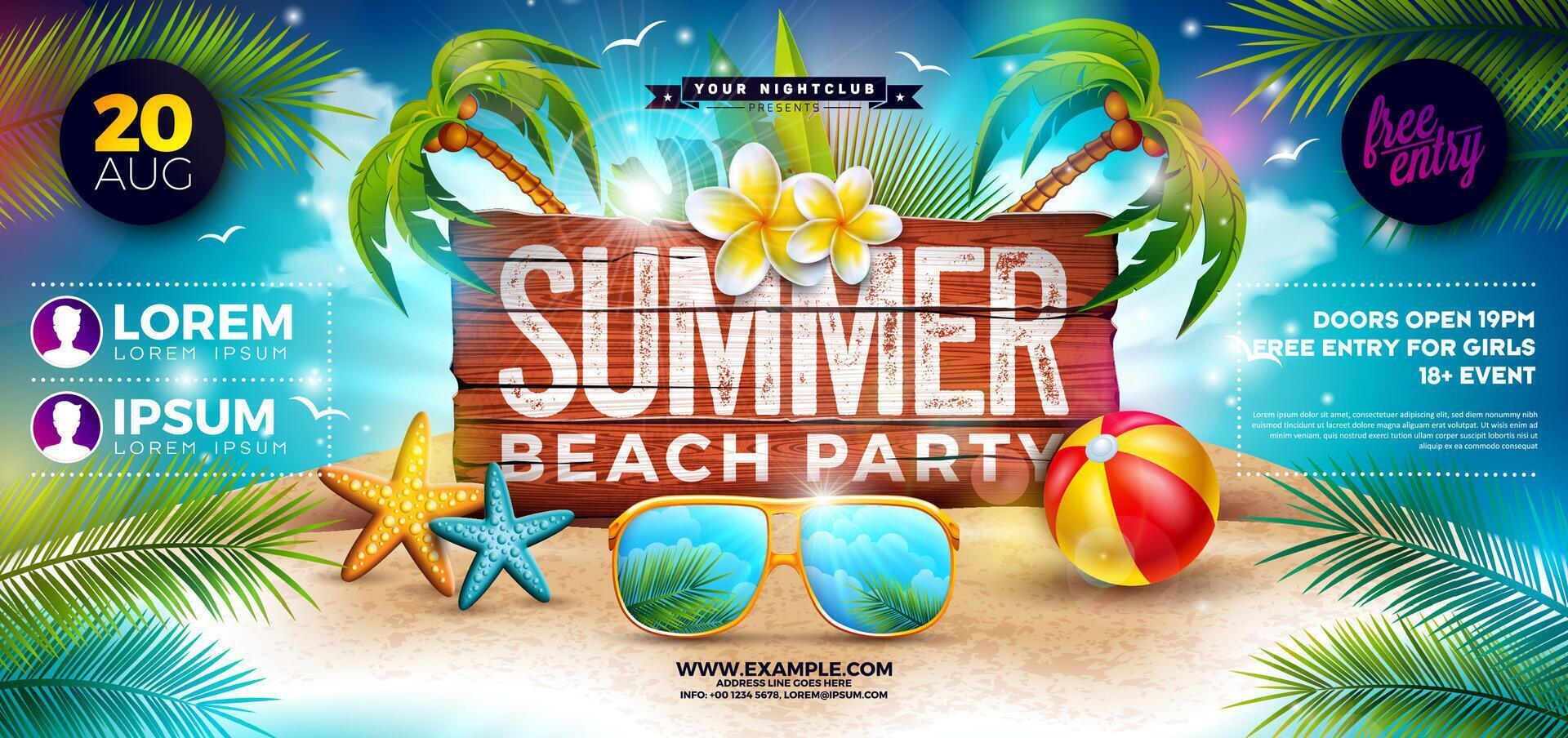 Summer beach party promotional poster vector