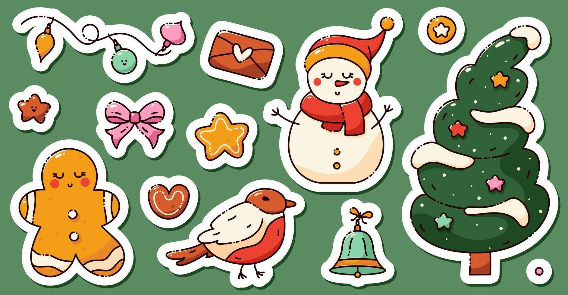 colorful holiday stickers for decoration vector